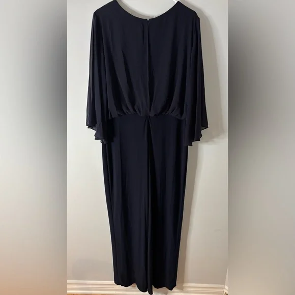 Joseph Ribkoff Navy Sheer Sleeve Jumpsuit - Picture 8 of 9